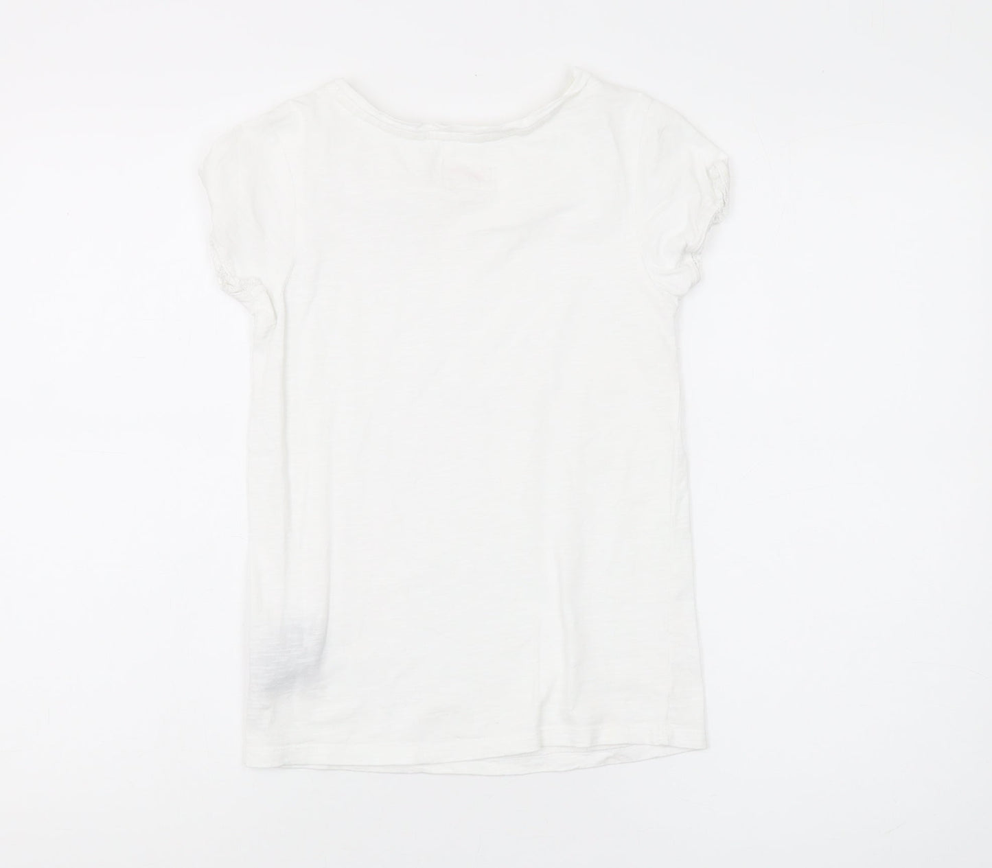 Mantaray Girls' White Cotton Crew Neck T-Shirt, Age 11