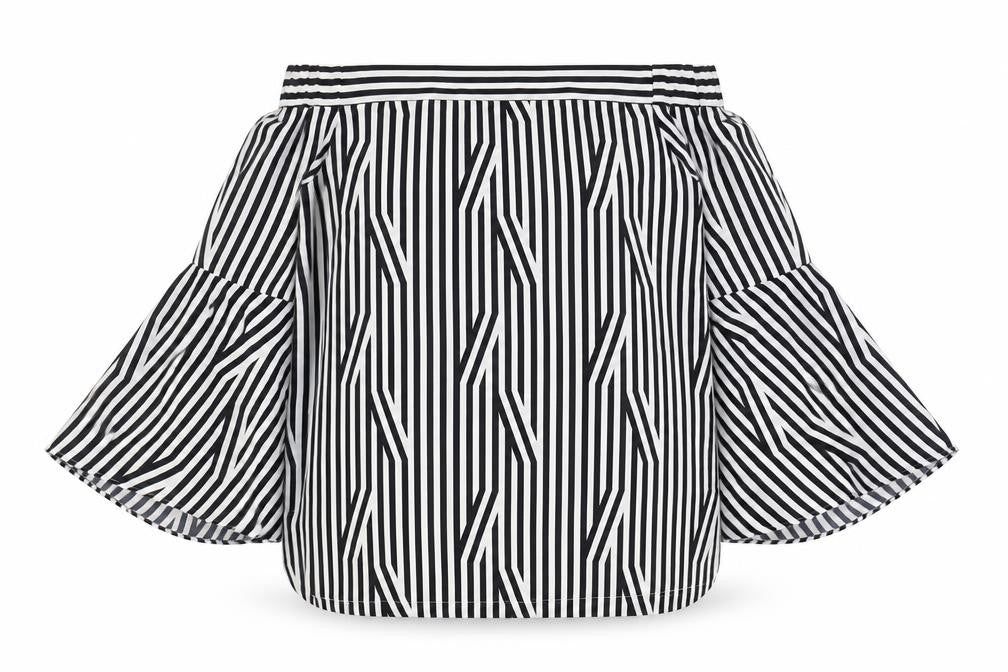 Karen Millen Women's Striped Off-Shoulder Blouse, Size 10