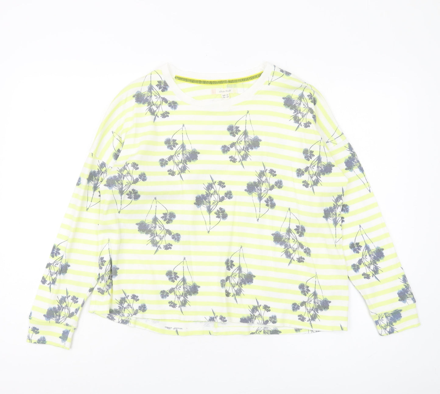 White Stuff Women's Striped Floral T-Shirt, Size 10