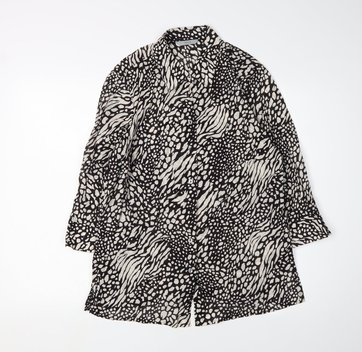 Marks and Spencer Women's Black Animal Print Button-Up