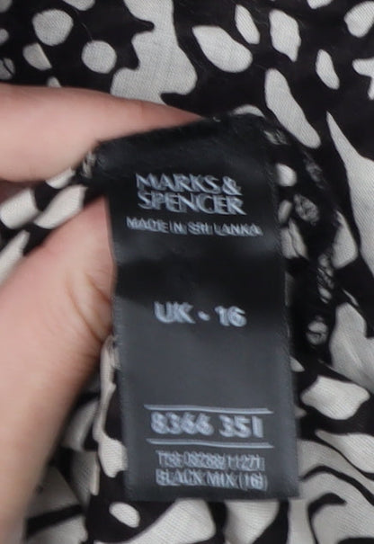 Marks & Spencer Women's Black Animal Print Button-Up