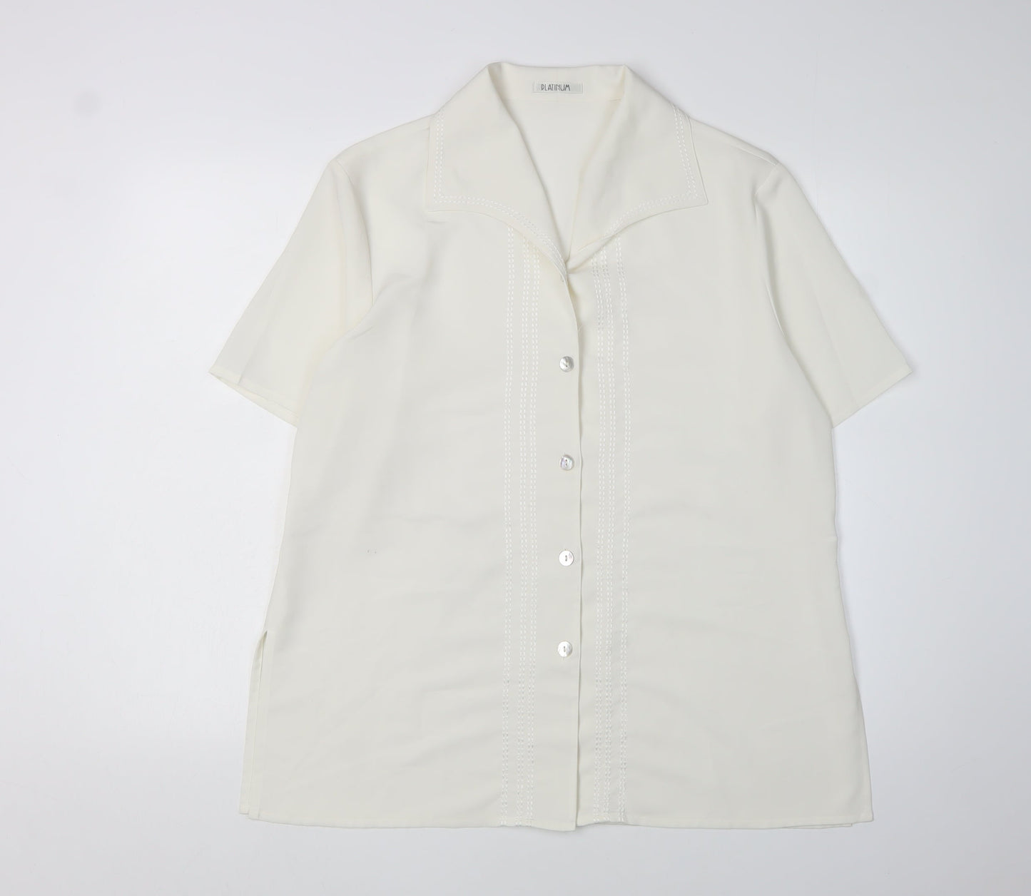Platinum Women's Ivory Button-Up Shirt Size 16