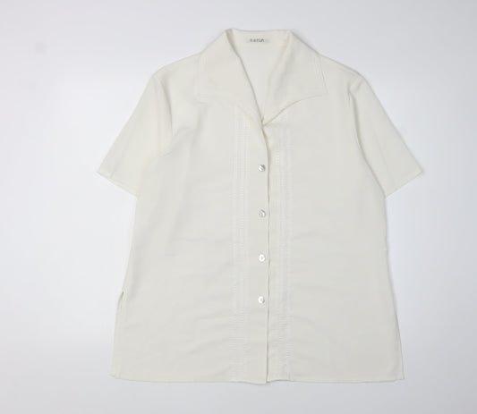 Platinum Women's Ivory Button-Up Shirt Size 16