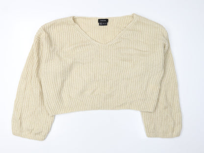 Firetrap Women's Ivory V-Neck Jumper Size 16