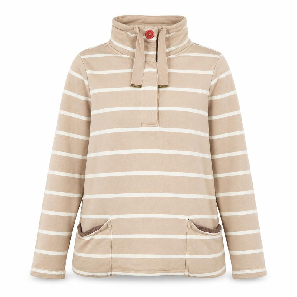 Joule Women's Beige Striped Pullover Sweatshirt Size 12