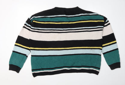 H&M Women's Multicoloured Striped Cotton Jumper Size 12