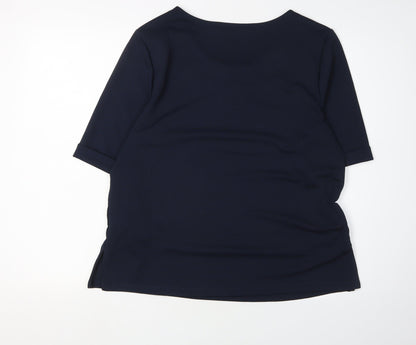 Preloved Next Women's Blue Short Sleeve Belted Blouse Size 16 - Back