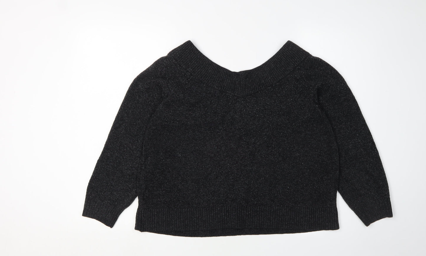 H&M Women Black XL Knit Crew Neck Pullover Jumper
