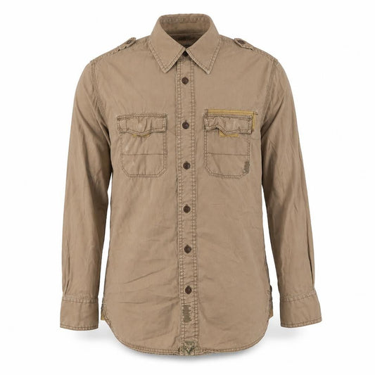 American Eagle Men's Beige XS Casual Button-Up Shirt