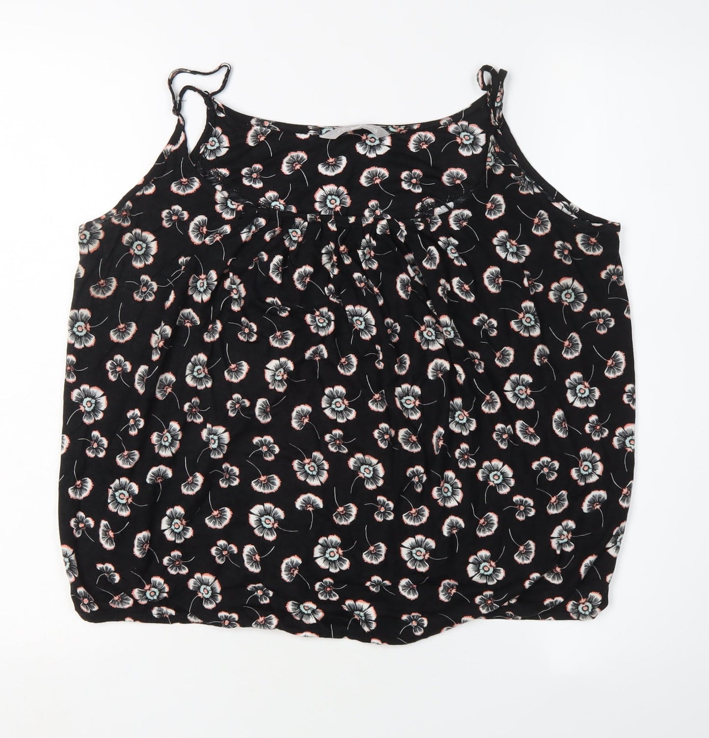 Red Herring Women's Black Floral Tank Top, Size 14