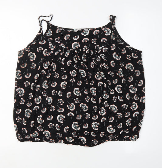 Red Herring Women's Black Floral Tank Top, Size 14