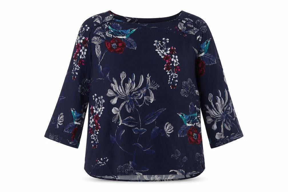 Joules Women's Blue Floral Tunic Blouse Size 4