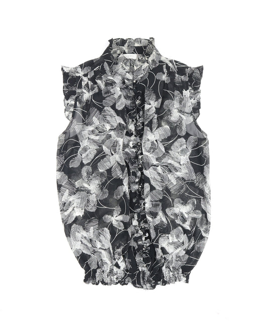 Koton Women's Black Floral Sleeveless Blouse Size 10
