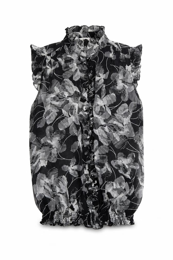 Koton Women's Black Floral Sleeveless Blouse Size 10