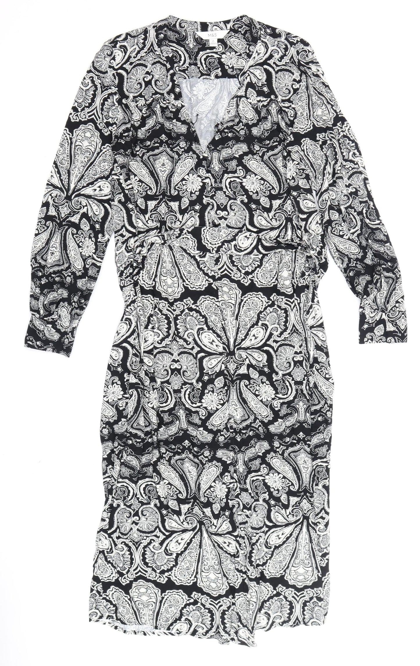Marks and Spencer Women's Black Paisley Wrap Dress