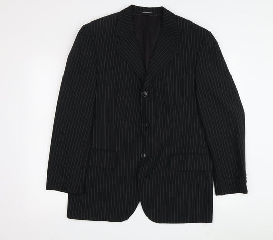 Baumler Men's Black Single Breasted Wool Suit Jacket Size 48