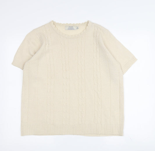 Honor Millburn Women's Ivory Cable-Knit Pullover M
