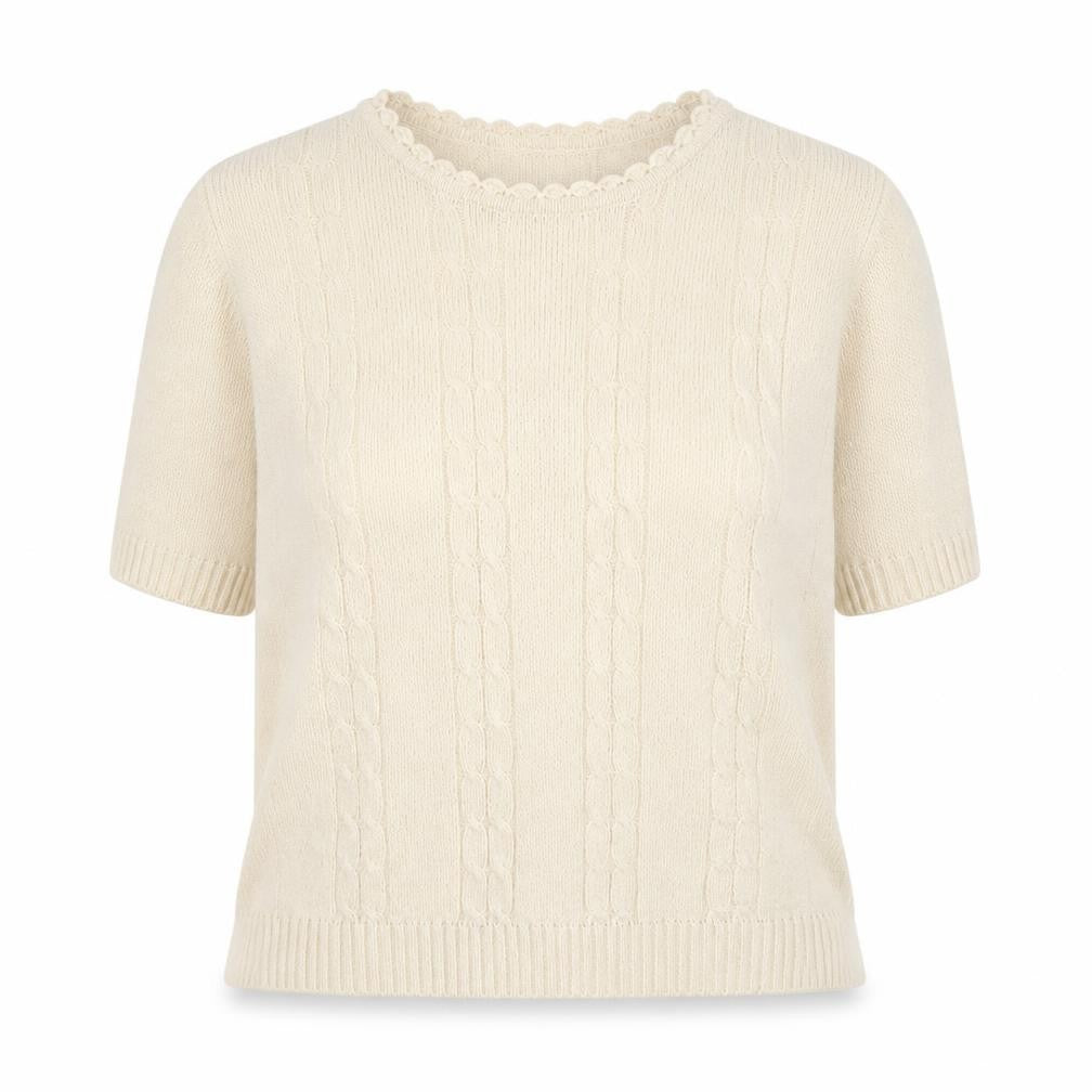 Honor Millburn Women's Ivory Cable-Knit Pullover M