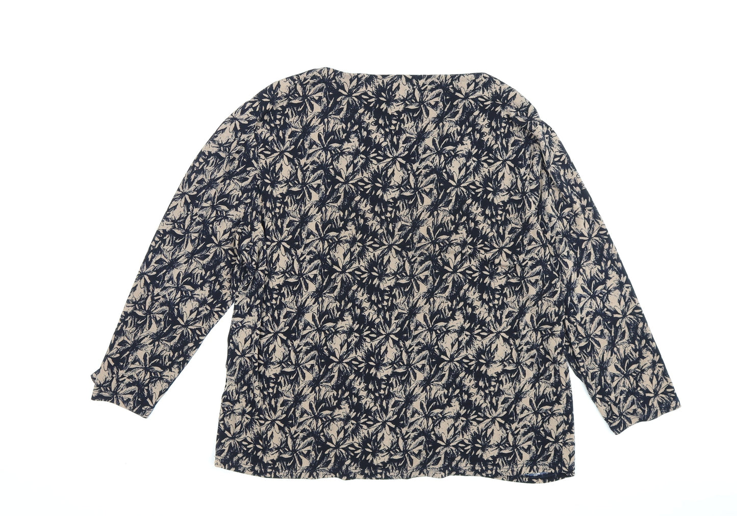 Viyella Women's Blue Beige Floral Cowl Neck Blouse L