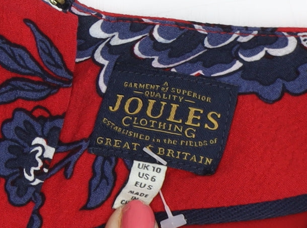 Joules Women's Red Floral Dress UK Size 10