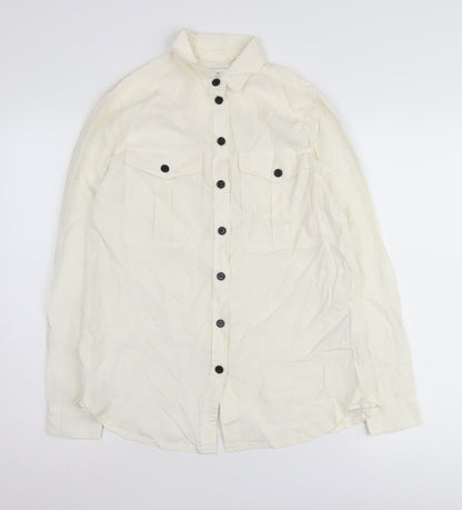 Warehouse Women's White Button-Up Shirt Size 8