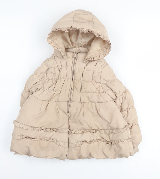 Mintini Baby Beige Hooded Puffer Coat 36M Unisex Winter