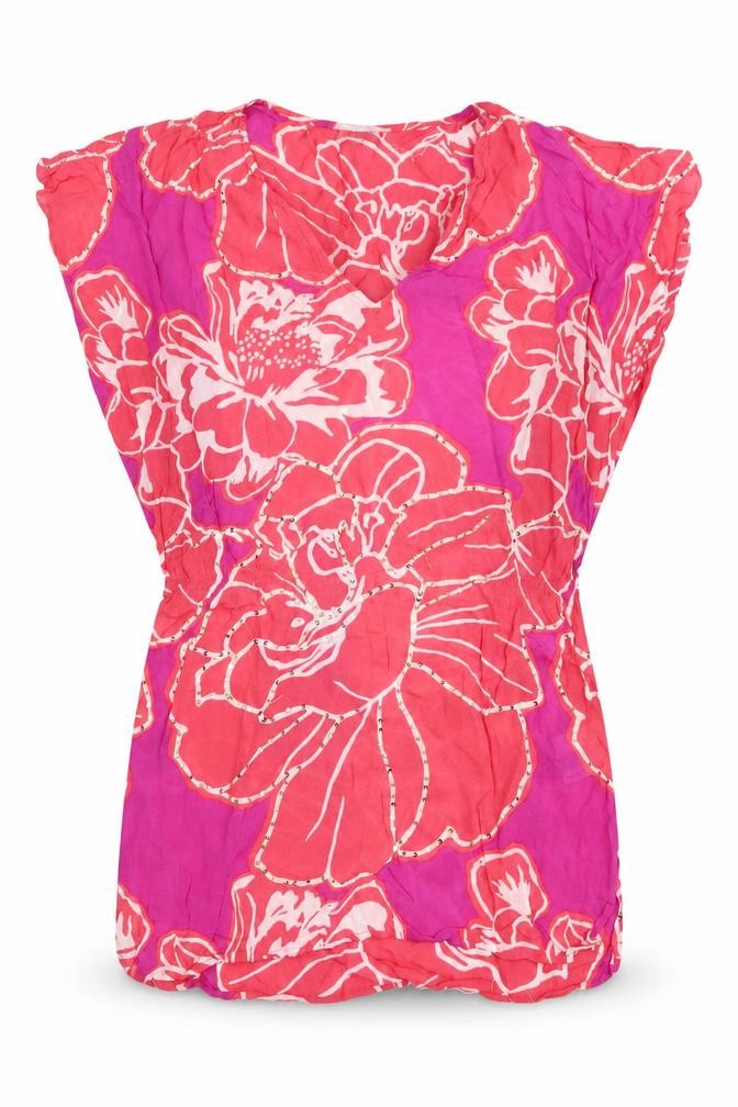 Oasis Women's Pink Floral Tunic Blouse, Size 8, V-Neck