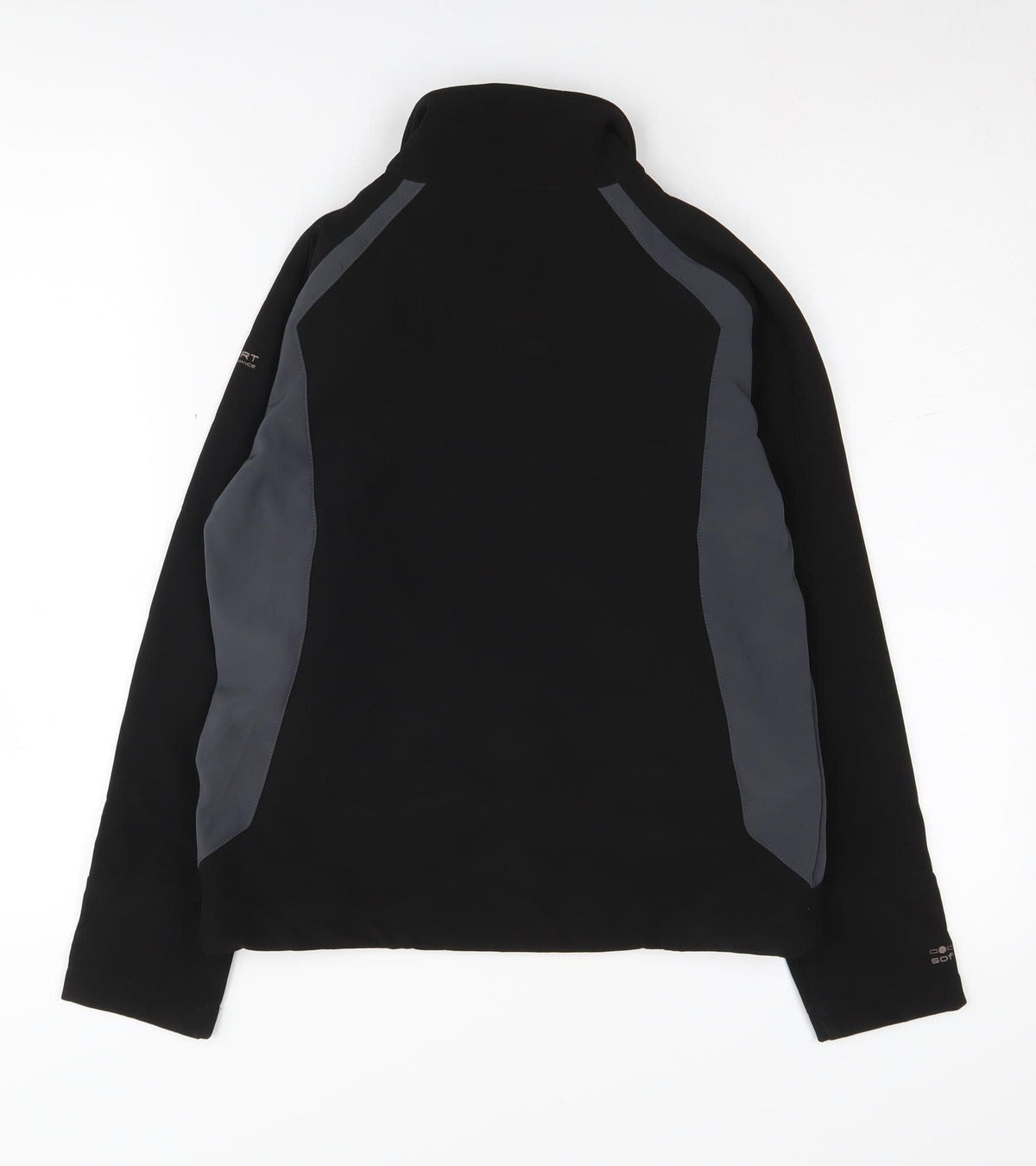Back view of Regatta boys’ black soft shell jacket 11-12 years
