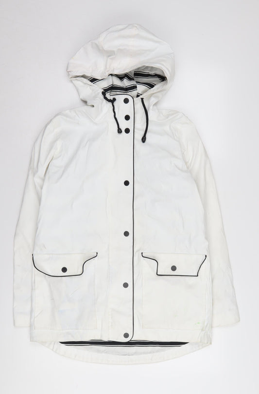Topshop Women's White Petite Rain Jacket UK 10