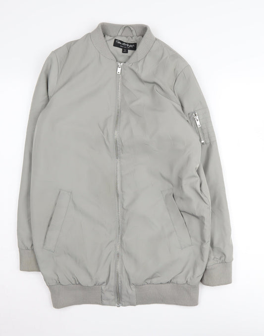 Miss Selfridge Grey Bomber Jacket for Women Size 6