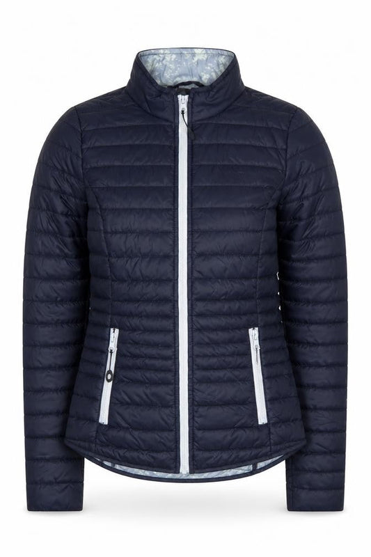 Front view of C&A Women's Blue Puffer Jacket XS, Casual, Zip Closure
