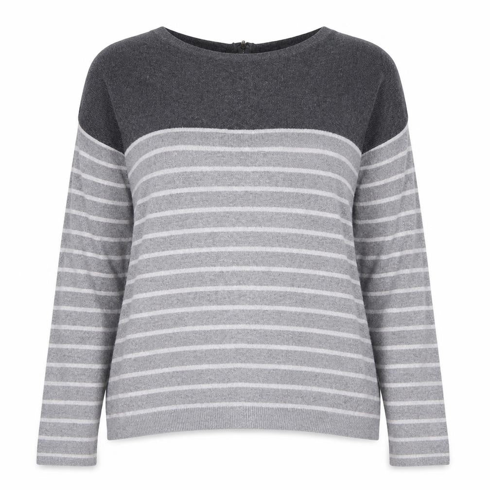 Jasper Conran Women's Grey Striped Pullover Jumper Size 14