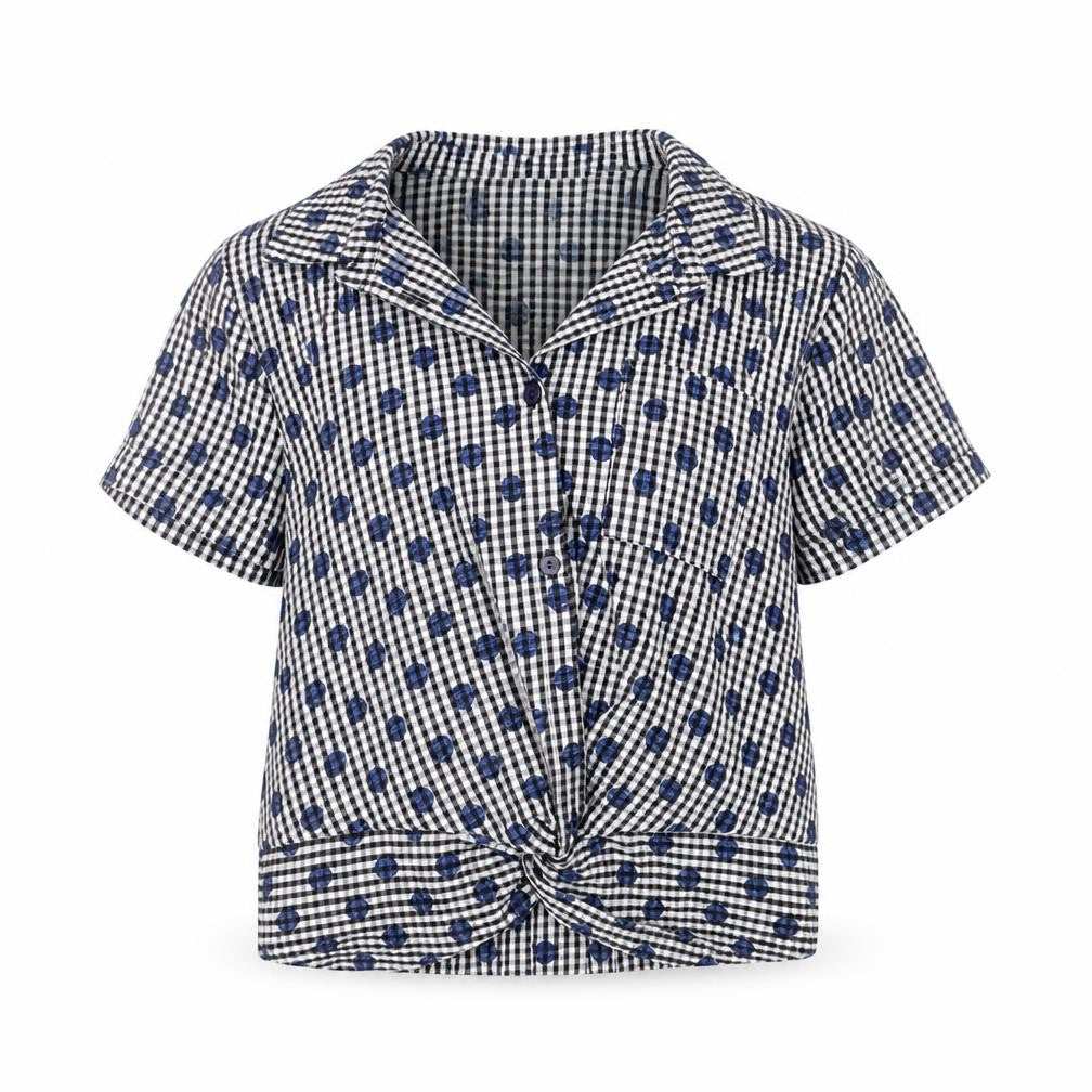 Jasper Conran Girls Black Gingham Cropped Button-Up Shirt 11 Years