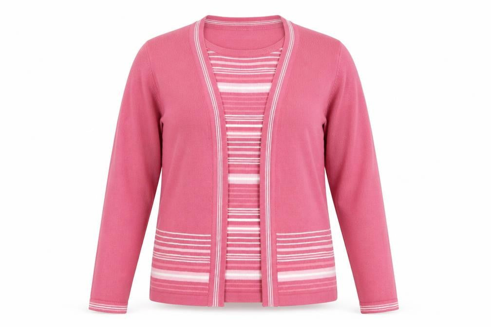 Honor Millburn Women's Pink Striped Cardigan M