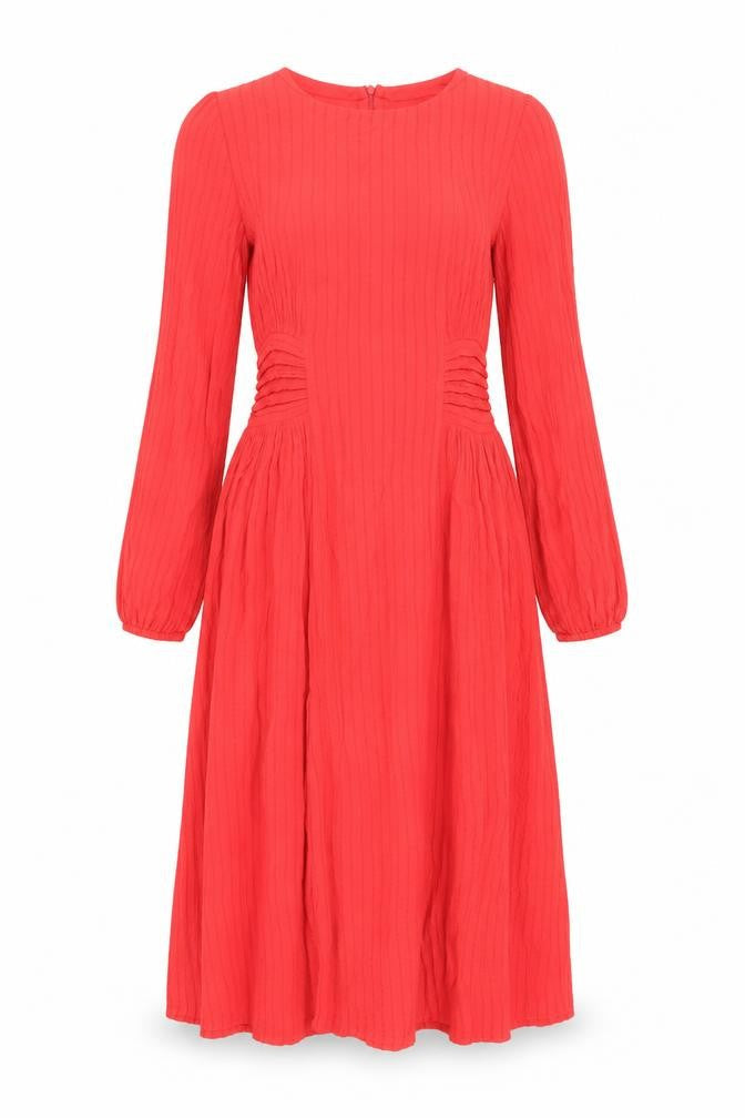 White Stuff Women's Red Midi Fit & Flare Dress Size 6