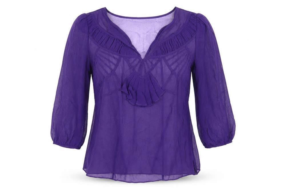 Karen Millen Women's Purple Ruffle Blouse, Size 12