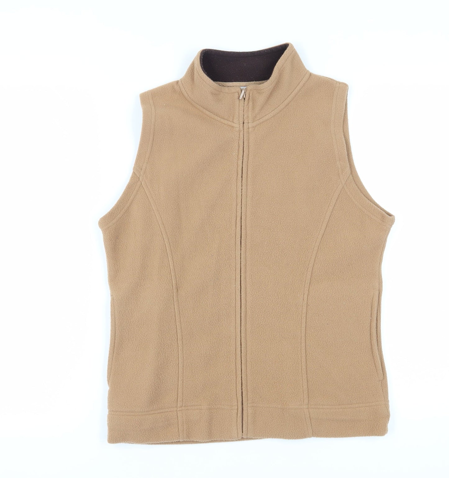 EWM Women's Brown Fleece Waistcoat S Zip Casual