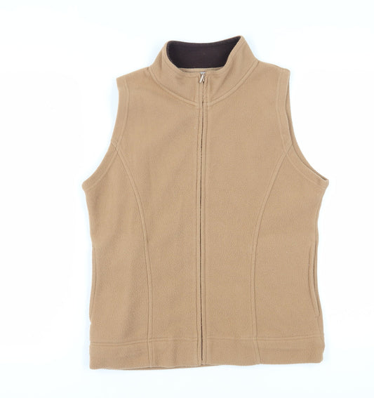 EWM Women's Brown Fleece Waistcoat S Zip Casual