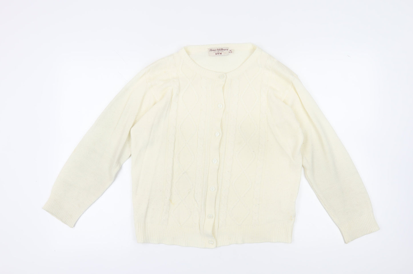 Honor Millburn Women's Ivory Cardigan 14 M Button Knit