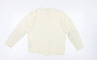 Back view of Honor Millburn Women's Ivory Cardigan 14 M Button Knit