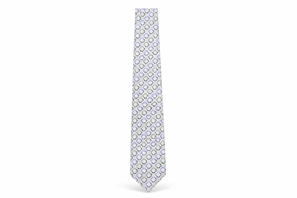 Van Heusen Men's Grey Silk Geometric Slim Tie