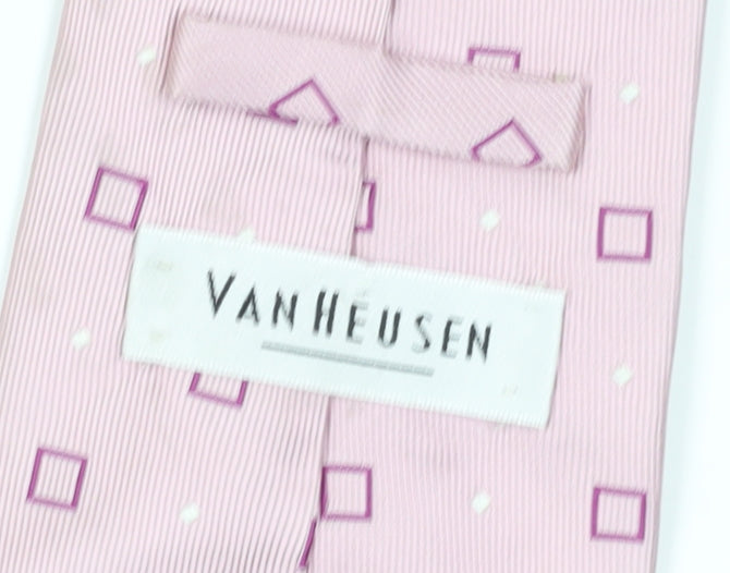 Van Heusen Men's Pink Geometric Silk Tie One Size