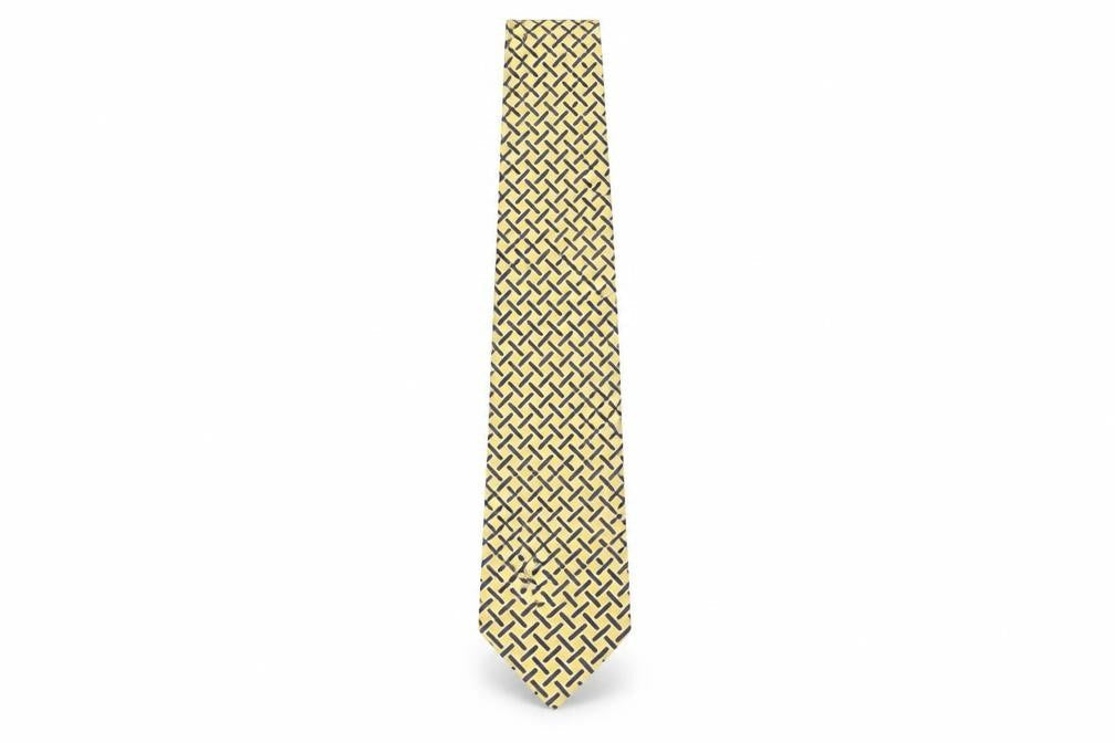 Jules B Men’s Yellow Blue Geometric Silk Tie