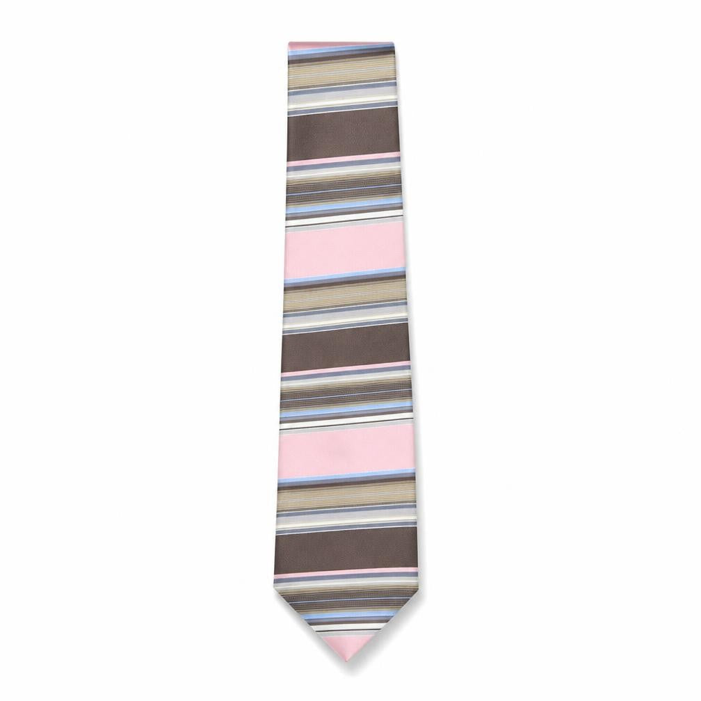 Thomas Nash Men’s Striped Silk Tie - Pink/Brown