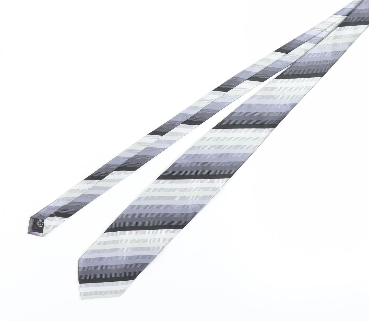 Thomas Nash Men's Grey Striped Pointed Tie