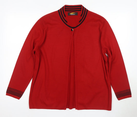 Ouatro Women's Red Cardigan M Long Sleeve Knit