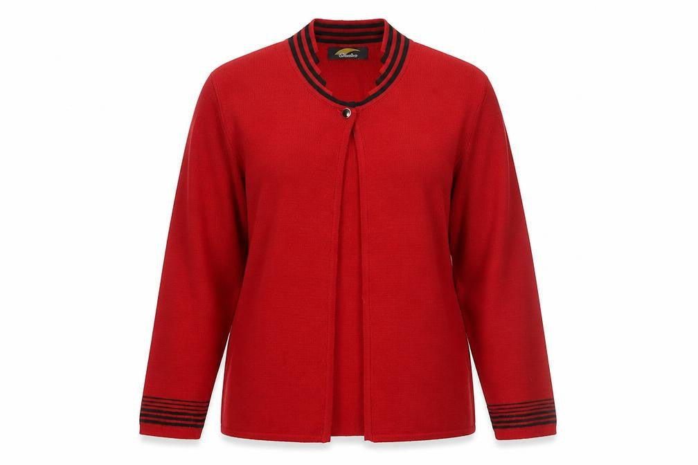Ouatro Women's Red Cardigan M Long Sleeve Knit