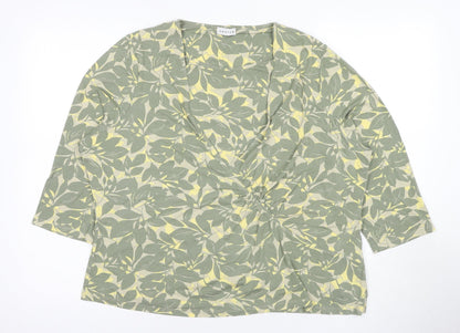 Eastex Women's Green Floral Wrap Blouse Size 18