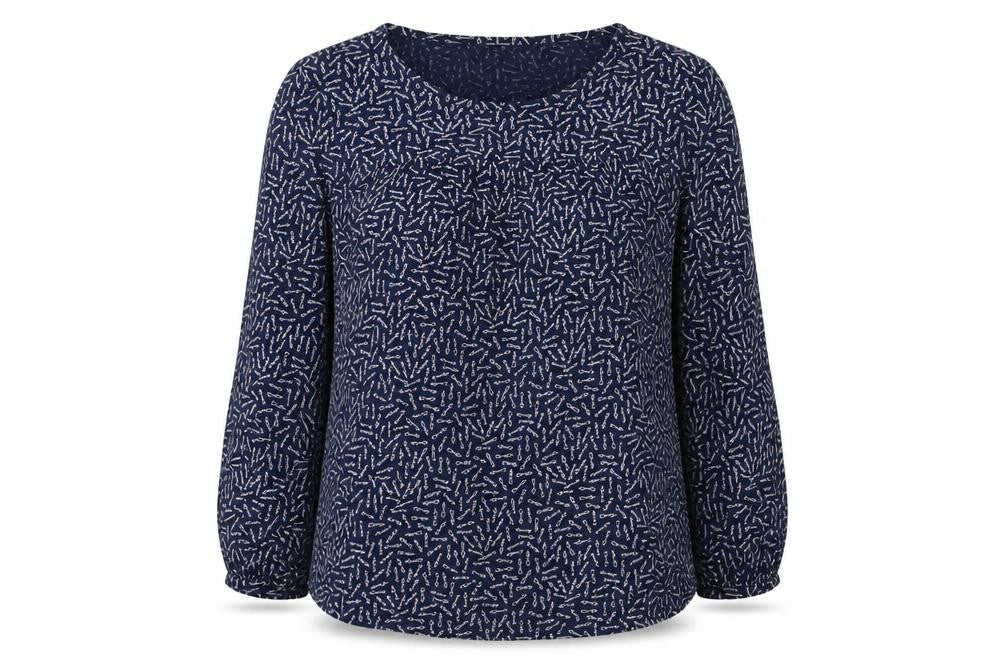 Boden Women's Blue Blouse M Long Sleeve Round Neck