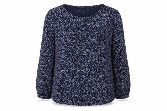 Boden Women's Blue Blouse M Long Sleeve Round Neck